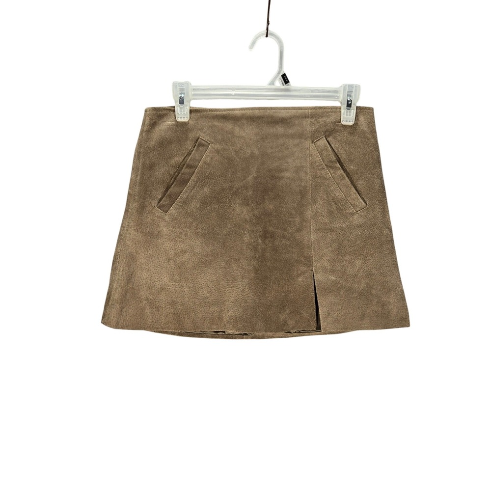 BLANKNYC Brown Suede Mini Skirt 26 Boho Western Retro Chic Zipper Back A-Line